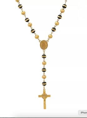 STEELTIME Men's Stainless Steel Prayer Rosary 28" Lariat Necklace - NWOT